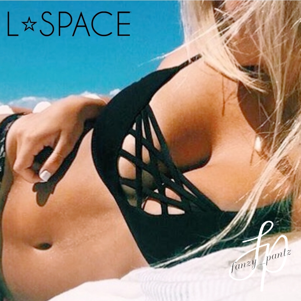 L*Space Jaime Bikini Top Strappy Caged Bralette L